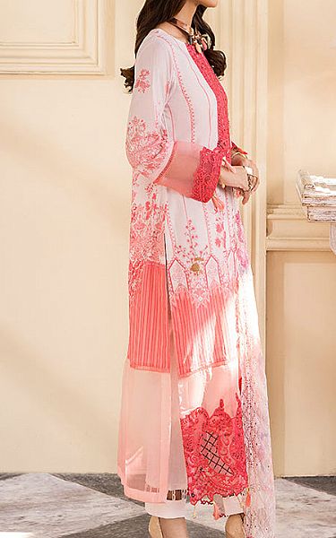Al Zohaib Brink Pink/White Cambric Suit | Pakistani Winter Dresses- Image 2