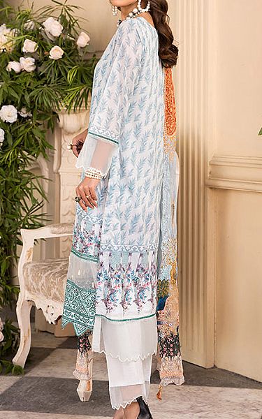 Al Zohaib White/Sky blue Cambric Suit | Pakistani Dresses in USA- Image 2