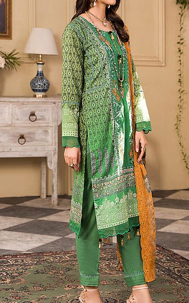 Al Zohaib Emerald Green Cambric Suit | Pakistani Winter Dresses- Image 2