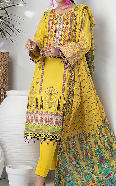 Al Zohaib Yellow Cambric Suit | Pakistani Winter Dresses- Image 1