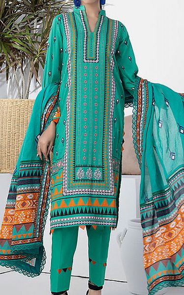 Al Zohaib Sea Green Cambric Suit | Pakistani Winter Dresses- Image 1