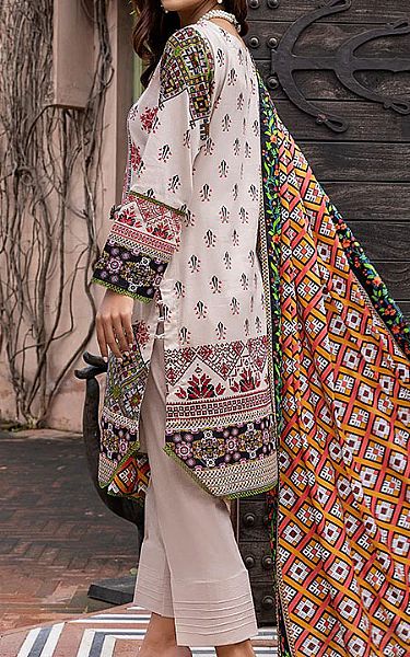 Al Zohaib Off-white Lawn Suit | Pakistani Dresses in USA- Image 2