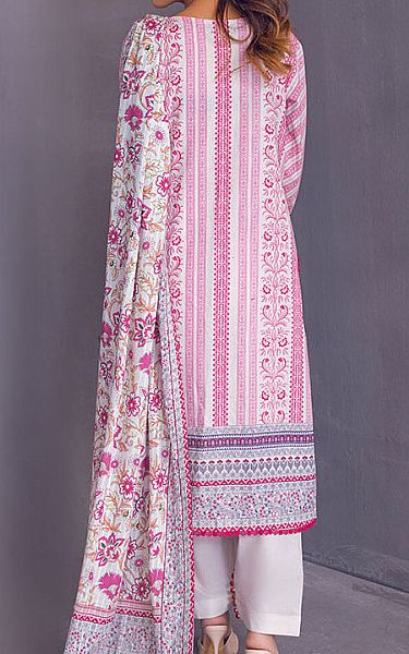 Al Zohaib White/Hot Pink Cambric Suit | Pakistani Winter Dresses- Image 2