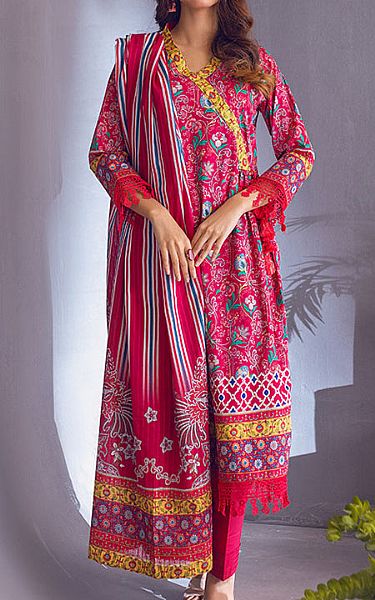 Al Zohaib Crimson Cambric Suit | Pakistani Winter Dresses- Image 1