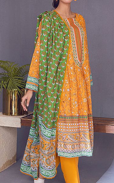 Al Zohaib Orange Cambric Suit | Pakistani Winter Dresses- Image 2