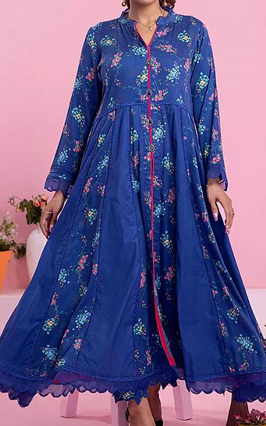 Al Zohaib Royal Blue Cottel Suit (2 Pcs) | Pakistani Dresses in USA- Image 1