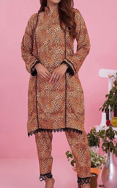 Al Zohaib Brown Cottel Suit (2 Pcs) | Pakistani Winter Dresses- Image 1