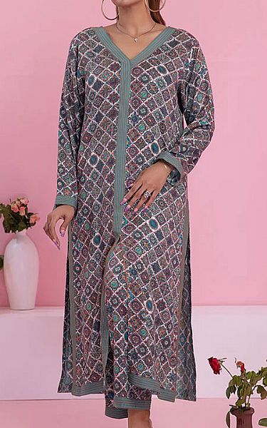 Al Zohaib Grey Cottel Suit (2 Pcs) | Pakistani Winter Dresses- Image 1