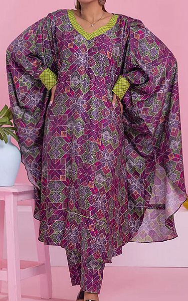 Al Zohaib Plum/Lavender Cottel Suit (2 Pcs) | Pakistani Dresses in USA- Image 1