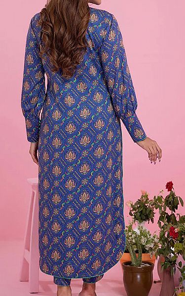 Al Zohaib Royal Blue Cottel Suit (2 Pcs) | Pakistani Winter Dresses- Image 2