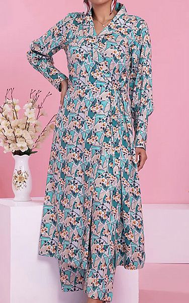 Al Zohaib Aqua Cottel Suit (2 Pcs) | Pakistani Winter Dresses- Image 1