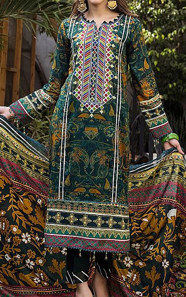Pine Green Lawn Suit | Al Zohaib Pakistani Lawn Suits