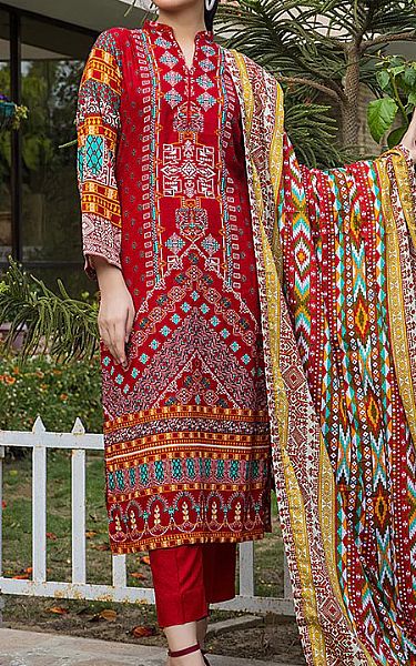 Red Lawn Suit | Al Zohaib Pakistani Lawn Suits