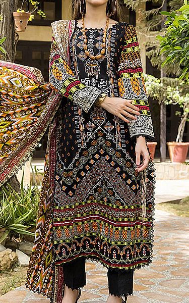 Al Zohaib Black Lawn Suit | Pakistani Dresses in USA- Image 1