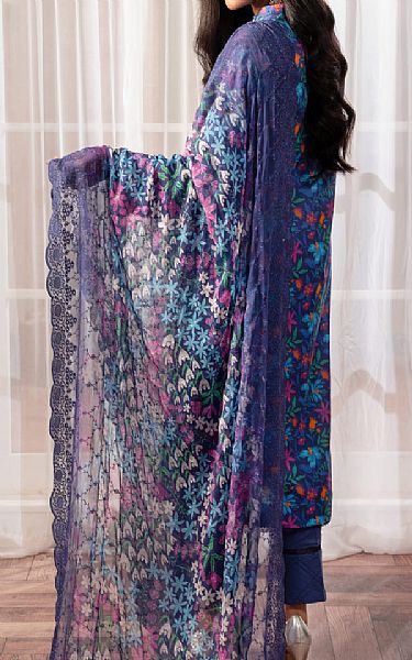 Al Zohaib Denim Blue Cambric Suit | Pakistani Winter Dresses- Image 2