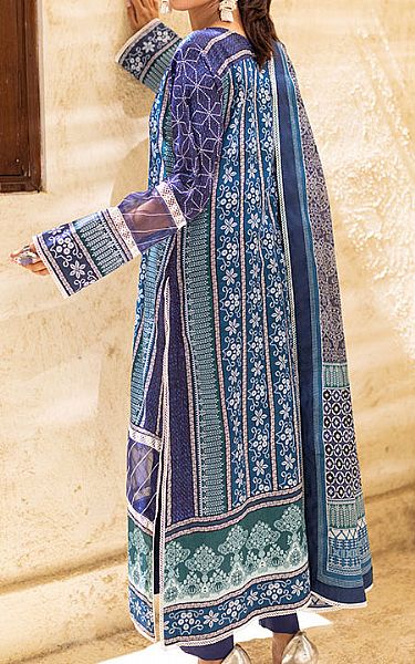 Al Zohaib Navy/Denim Blue Cotton Suit | Pakistani Winter Dresses- Image 2