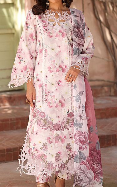 Alizeh White/Pink Lawn Suit | Pakistani Lawn Dress in USA- Image 1