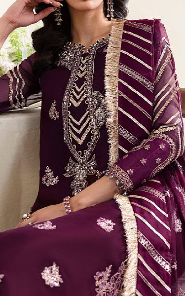 Alizeh Egg Plant Chiffon Suit | Pakistani Embroidered Chiffon Dresses USA- Image 2