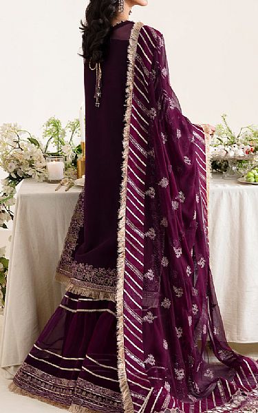 Alizeh Egg Plant Chiffon Suit | Pakistani Embroidered Chiffon Dresses USA- Image 3