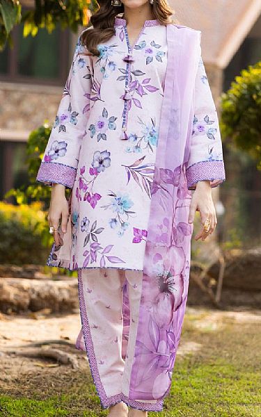 Alizeh White/Lilac Lawn Suit | Pakistani Lawn Dress in USA- Image 1