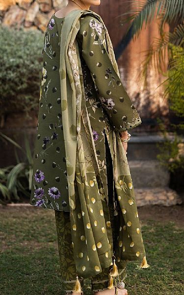 Alizeh Olive Lawn Suit | Pakistani Lawn Dress in USA- Image 2