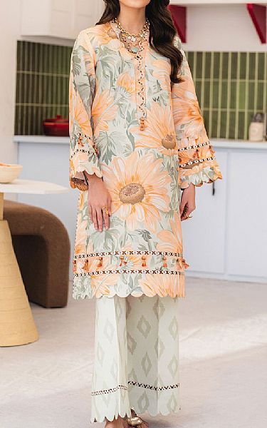 Alizeh Peach/Grey Lawn Suit (2 Pcs) | Pakistani Lawn Dress in USA- Image 1
