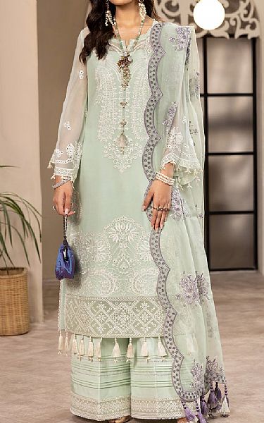 Alizeh Light Green Chiffon Suit | Pakistani Embroidered Chiffon Dresses- Image 1