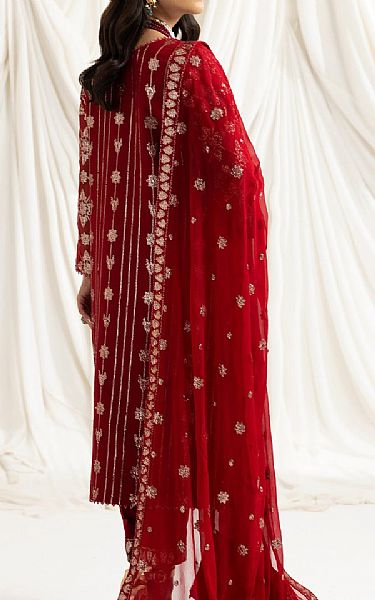 Alizeh Red Chiffon Suit | Pakistani Embroidered Chiffon Dresses- Image 2