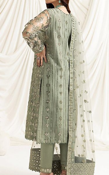 Alizeh Pistachio Green Net Suit | Pakistani Embroidered Chiffon Dresses- Image 2