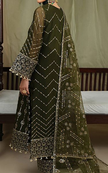 Alizeh Silver/Green Chiffon Suit | Pakistani Embroidered Chiffon Dresses- Image 2
