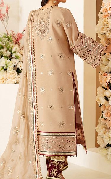Alizeh Tan Raw Silk Suit | Pakistani Embroidered Chiffon Dresses USA- Image 2