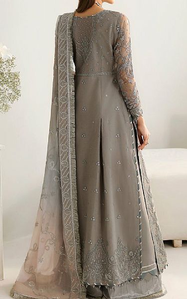 Alizeh Grey Net Suit | Pakistani Embroidered Chiffon Dresses USA- Image 2