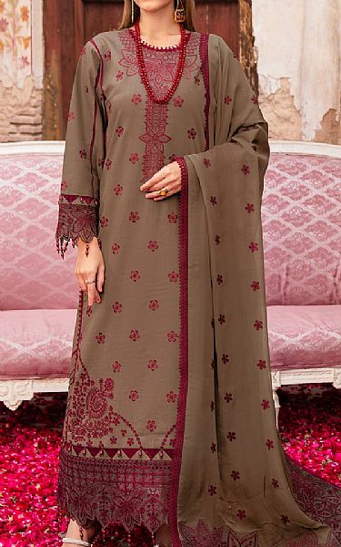 Alizeh Pastel Brown Lawn Suit | Pakistani Lawn Suits- Image 1