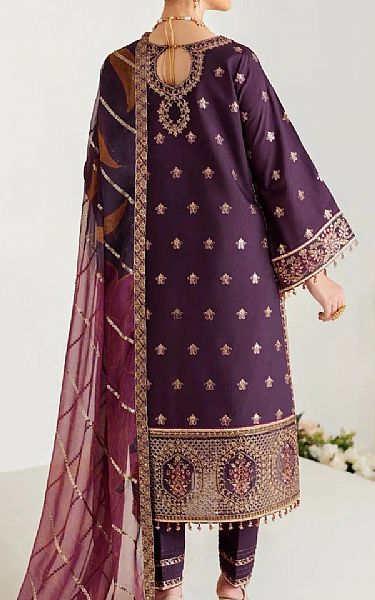 Alizeh Plum Raw Silk Suit | Pakistani Embroidered Chiffon Dresses USA- Image 2