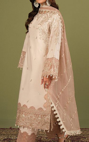 Alizeh Off White Raw Silk Suit | Pakistani Embroidered Chiffon Dresses USA- Image 3