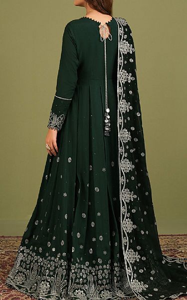 Alizeh Timber Green Raw Silk Suit | Pakistani Embroidered Chiffon Dresses USA- Image 2