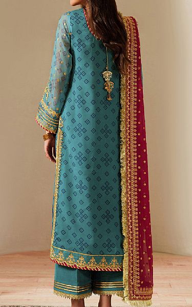 Alizeh Hippie Blue Chiffon Suit | Pakistani Embroidered Chiffon Dresses USA- Image 2