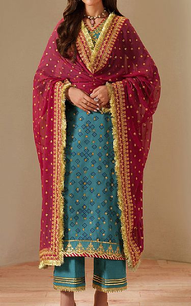 Alizeh Hippie Blue Chiffon Suit | Pakistani Embroidered Chiffon Dresses USA- Image 3