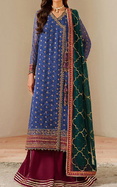 Alizeh Blue Chiffon Suit | Pakistani Embroidered Chiffon Dresses USA- Image 1