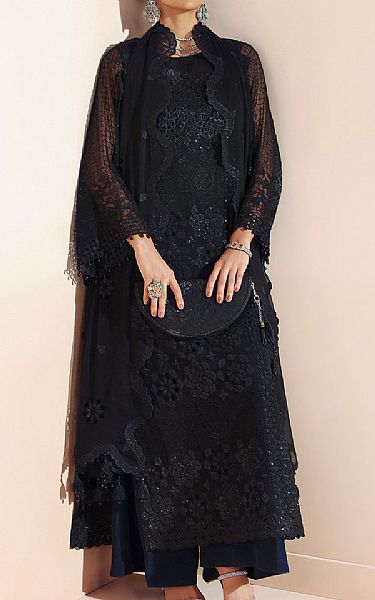 Alizeh Black Chiffon Suit | Pakistani Embroidered Chiffon Dresses USA- Image 1