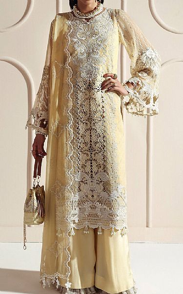 Alizeh Cream/Off White Chiffon Suit | Pakistani Embroidered Chiffon Dresses USA- Image 1