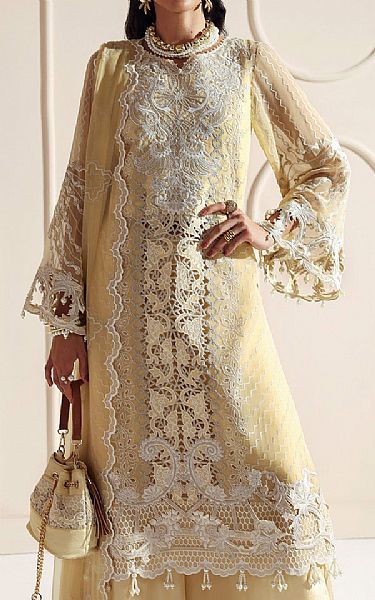 Alizeh Cream/Off White Chiffon Suit | Pakistani Embroidered Chiffon Dresses USA- Image 3