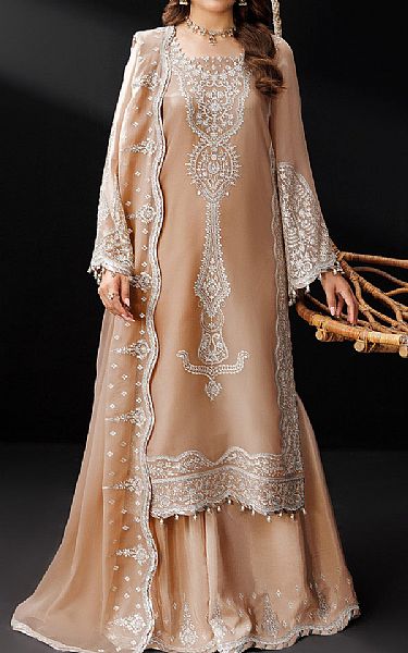 Alizeh Beige Chiffon Suit | Pakistani Embroidered Chiffon Dresses USA- Image 1
