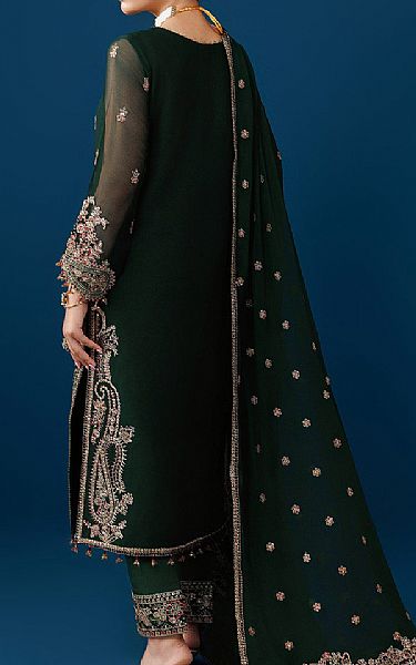 Alizeh Dark Green Chiffon Suit | Pakistani Embroidered Chiffon Dresses USA- Image 2