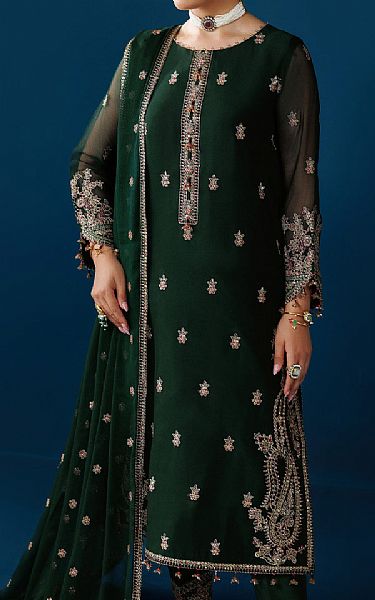 Alizeh Dark Green Chiffon Suit | Pakistani Embroidered Chiffon Dresses USA- Image 3