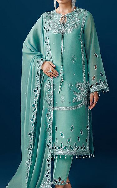 Alizeh Sea Green Chiffon Suit | Pakistani Embroidered Chiffon Dresses USA- Image 1