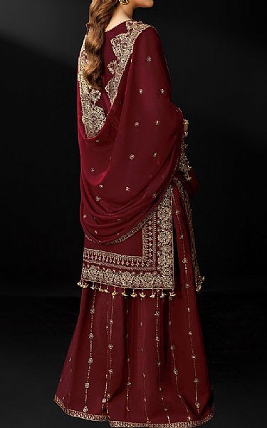 Alizeh Maroon Chiffon Suit | Pakistani Embroidered Chiffon Dresses USA- Image 2