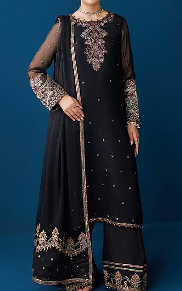 Alizeh Black Chiffon Suit | Pakistani Embroidered Chiffon Dresses USA- Image 1