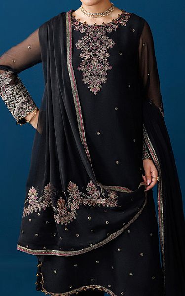 Alizeh Black Chiffon Suit | Pakistani Embroidered Chiffon Dresses USA- Image 3