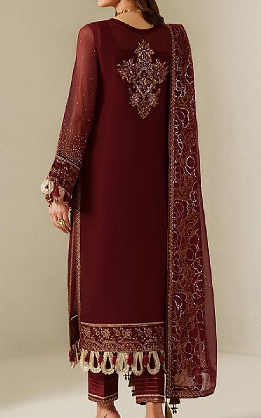 Alizeh Maroon Chiffon Suit | Pakistani Embroidered Chiffon Dresses USA- Image 2